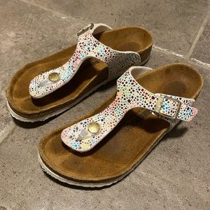 Birkenstock Girls Microfiber Gizeh Oriental Mosaic Multi Rainbow Size 33